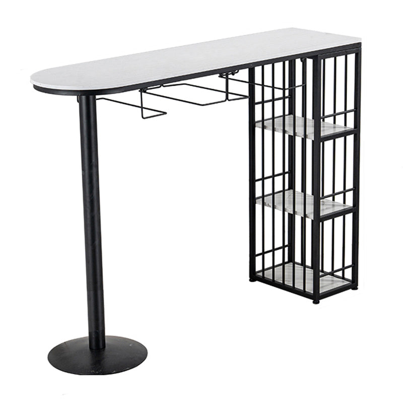 Table de bar d'intérieur spécialisée, table de pub moderne blanche avec rangement en métal