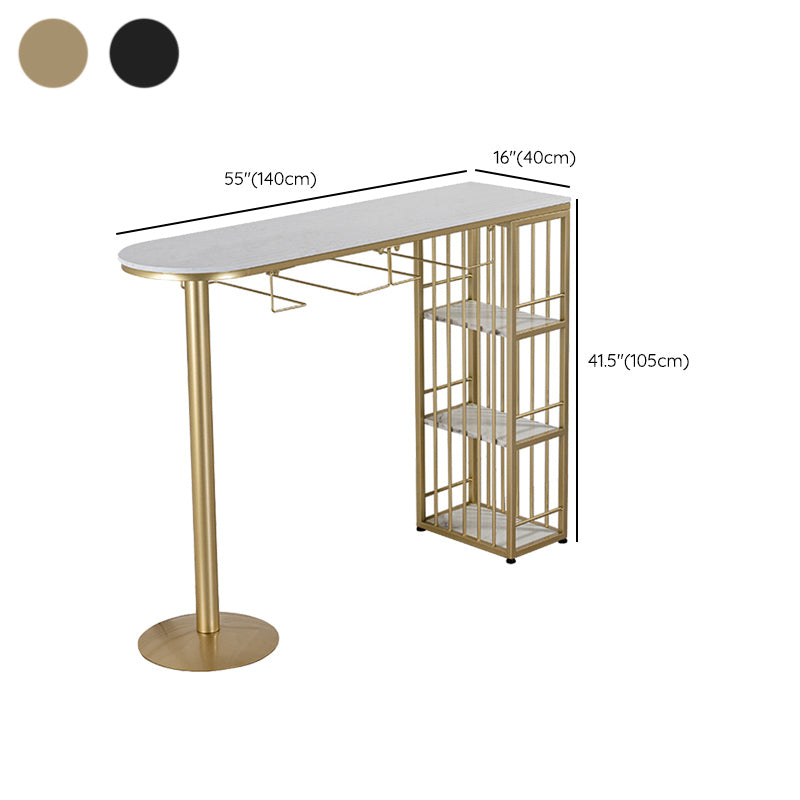 Table de bar d'intérieur spécialisée, table de pub moderne blanche avec rangement en métal