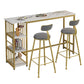 Mesa de bar rectangular con tapa de madera sintética, mesa de pub moderna con estructura de metal