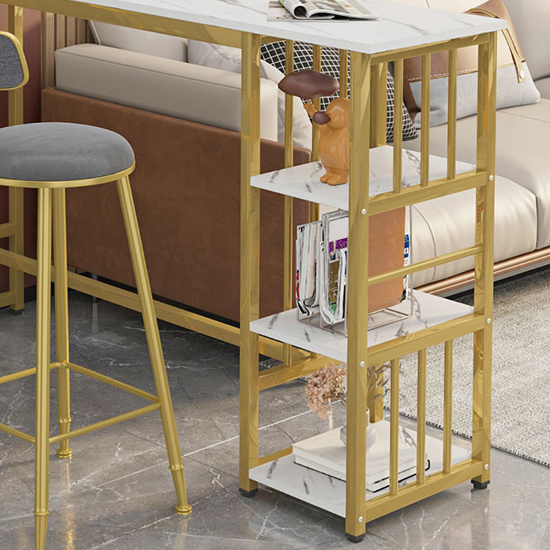 Mesa de bar rectangular con tapa de madera sintética, mesa de pub moderna con estructura de metal
