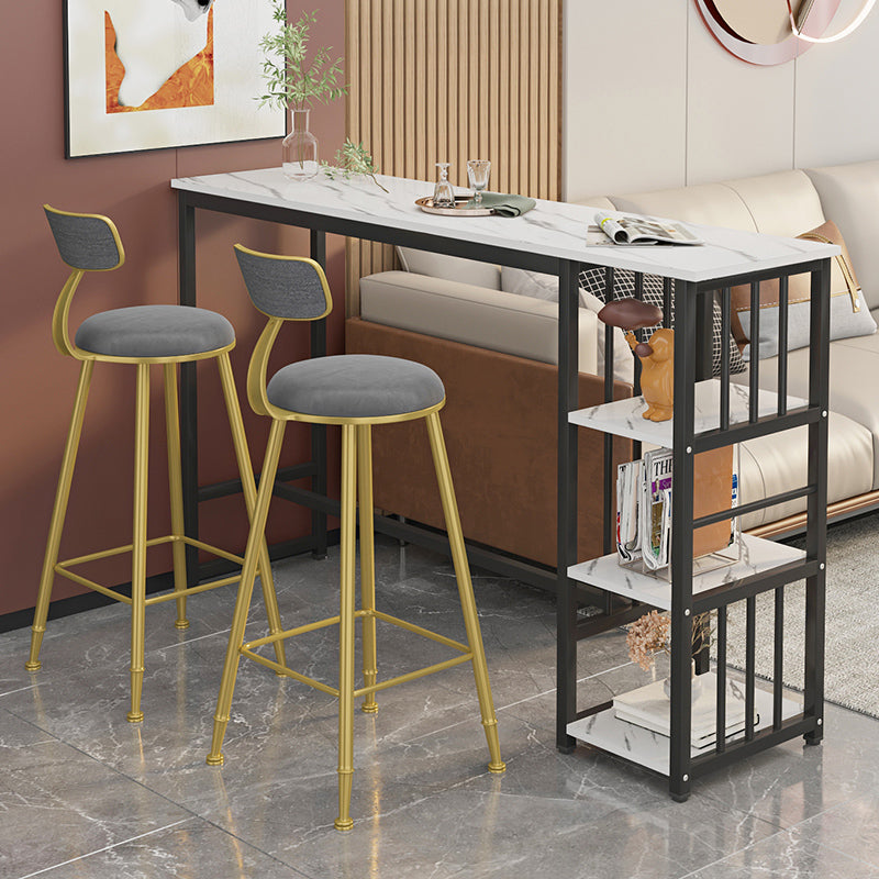 Mesa de bar rectangular con tapa de madera sintética, mesa de pub moderna con estructura de metal