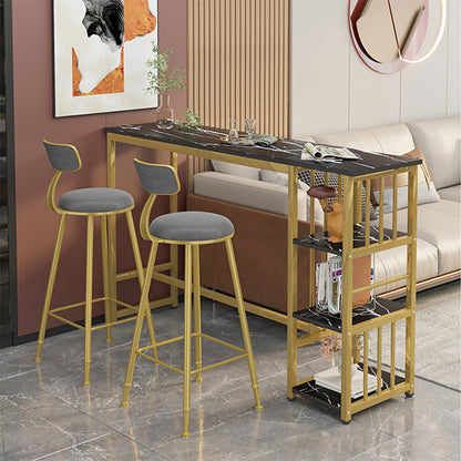 Mesa de bar rectangular con tapa de madera sintética, mesa de pub moderna con estructura de metal