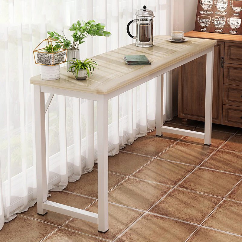 Contemporary Pub Table with Metal Frame Matte Finish Faux Wood Top Bar Table 39.4"L x 15.7"W x 29.5"H Light Wood Without Chairs Clearhalo 'Bar Furniture' 'Bar Tables' 'bar_tables' 'furn' 'furn_bar_tables' 'Furniture' 'Kitchen & Dining Furniture' 7194341