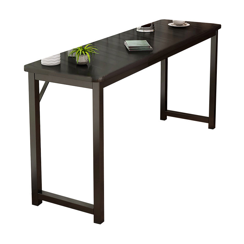 Contemporary Pub Table with Metal Frame Matte Finish Faux Wood Top Bar Table 47.2"L x 15.7"W x 28.7"H Black Without Chairs Clearhalo 'Bar Furniture' 'Bar Tables' 'bar_tables' 'furn' 'furn_bar_tables' 'Furniture' 'Kitchen & Dining Furniture' 7194345