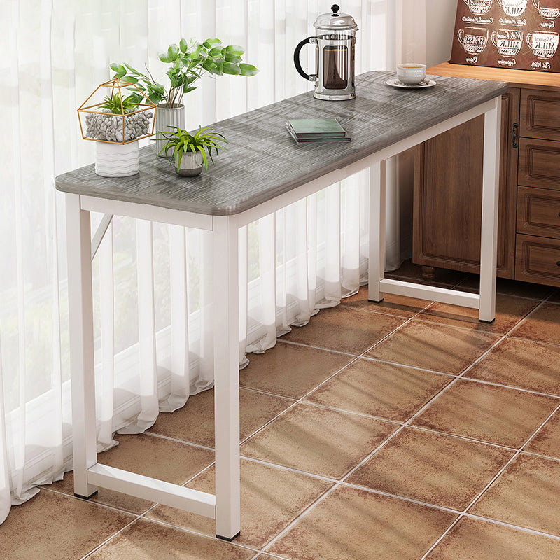 Contemporary Pub Table with Metal Frame Matte Finish Faux Wood Top Bar Table 47.2"L x 15.7"W x 28.7"H Grey Without Chairs Clearhalo 'Bar Furniture' 'Bar Tables' 'bar_tables' 'furn' 'furn_bar_tables' 'Furniture' 'Kitchen & Dining Furniture' 7194347