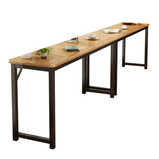 メタルフレームマット仕上げフェイクウッドトップバーテーブル付きコンテンポラリーパブテーブル