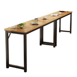 メタルフレームマット仕上げフェイクウッドトップバーテーブル付きコンテンポラリーパブテーブル