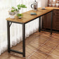 Contemporary Pub Table with Metal Frame Matte Finish Faux Wood Top Bar Table 47.2"L x 15.7"W x 28.7"H Cherry Wood Without Chairs Clearhalo 'Bar Furniture' 'Bar Tables' 'bar_tables' 'furn' 'furn_bar_tables' 'Furniture' 'Kitchen & Dining Furniture' 7194352