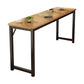 Contemporary Pub Table with Metal Frame Matte Finish Faux Wood Top Bar Table 55"L x 16"W x 29"H Cherry Wood Without Chairs Clearhalo 'Bar Furniture' 'Bar Tables' 'bar_tables' 'furn' 'furn_bar_tables' 'Furniture' 'Kitchen & Dining Furniture' 7194354