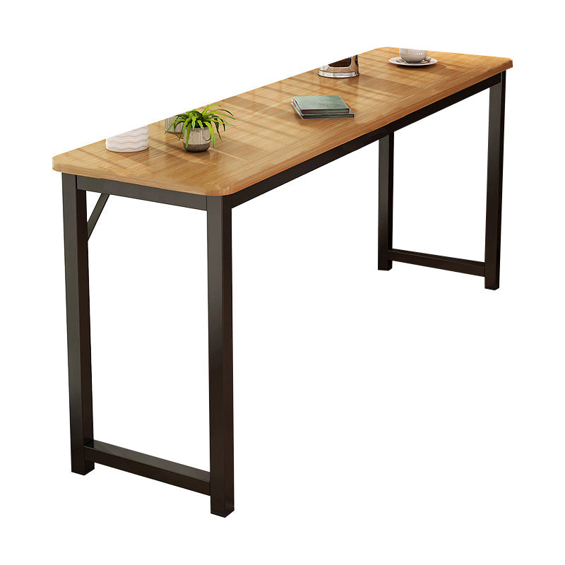Contemporary Pub Table with Metal Frame Matte Finish Faux Wood Top Bar Table 55"L x 16"W x 29"H Cherry Wood Without Chairs Clearhalo 'Bar Furniture' 'Bar Tables' 'bar_tables' 'furn' 'furn_bar_tables' 'Furniture' 'Kitchen & Dining Furniture' 7194354