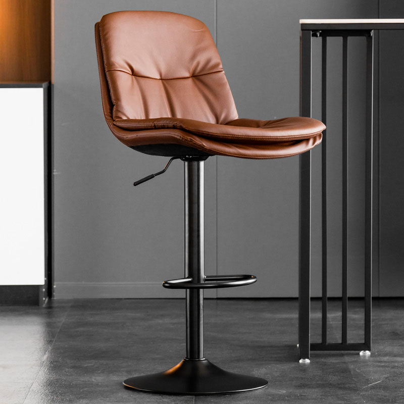 Contemporary Metal Legs Bar Stools Faux Leather Indoor Counter Chair