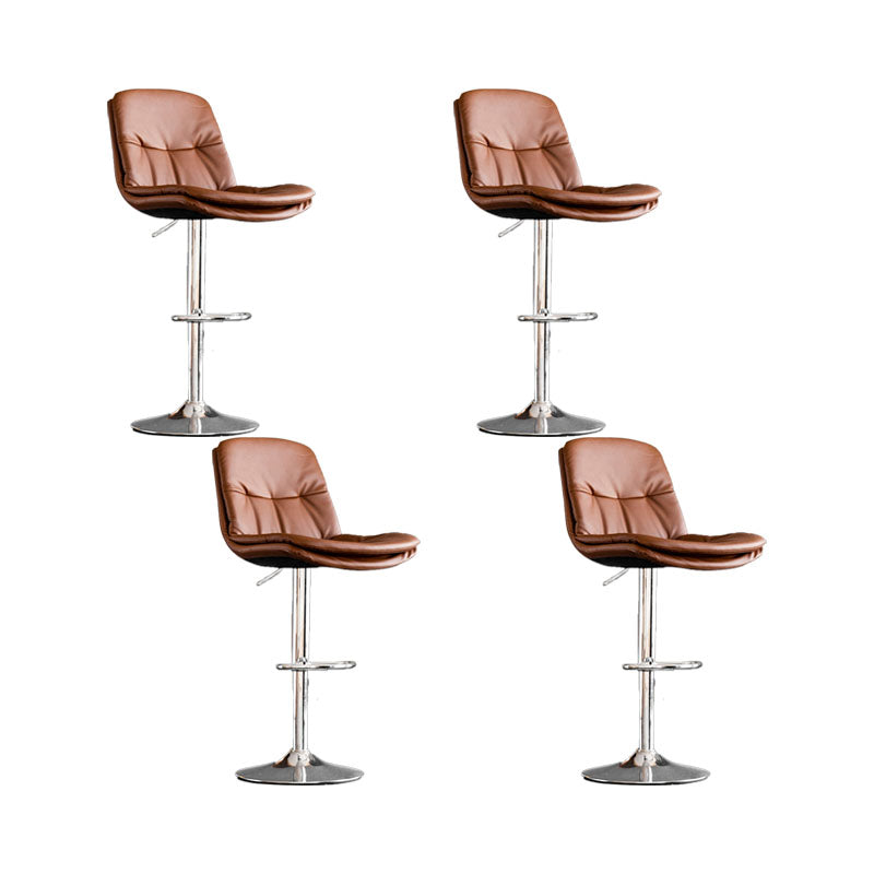 Contemporary Metal Legs Bar Stools Faux Leather Indoor Counter Chair