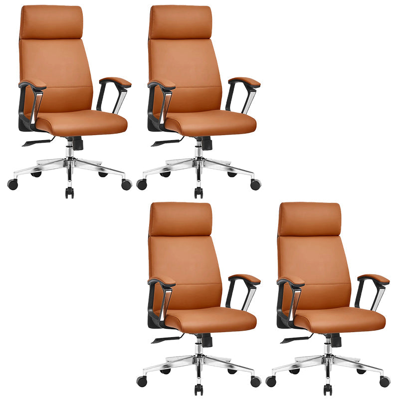 Silla de oficina de armas fija moderna Mecanismo de inclinación de cuero sin silla de escritorio angustiante