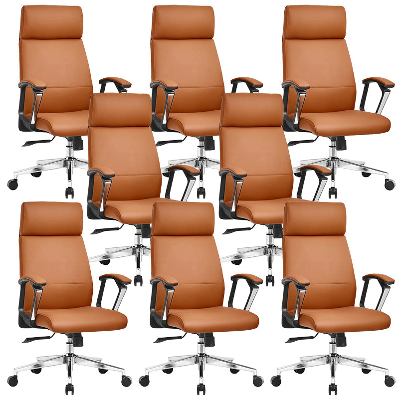 Silla de oficina de armas fija moderna Mecanismo de inclinación de cuero sin silla de escritorio angustiante