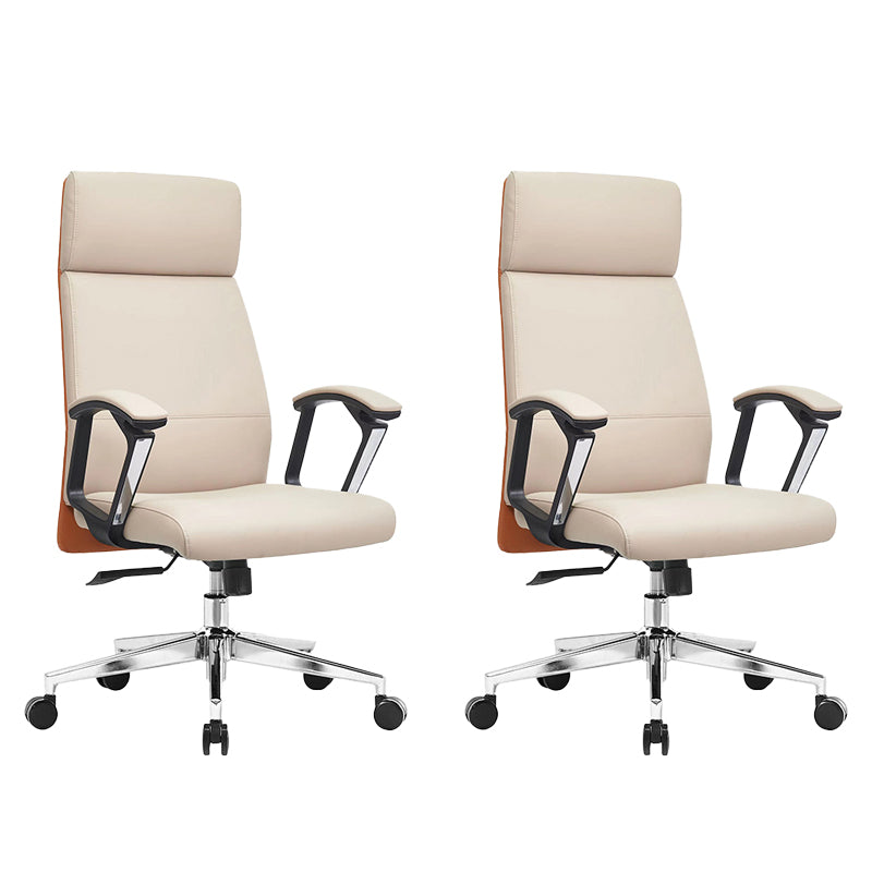 Silla de oficina de armas fija moderna Mecanismo de inclinación de cuero sin silla de escritorio angustiante