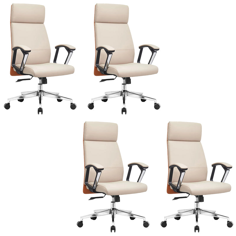 Silla de oficina de armas fija moderna Mecanismo de inclinación de cuero sin silla de escritorio angustiante