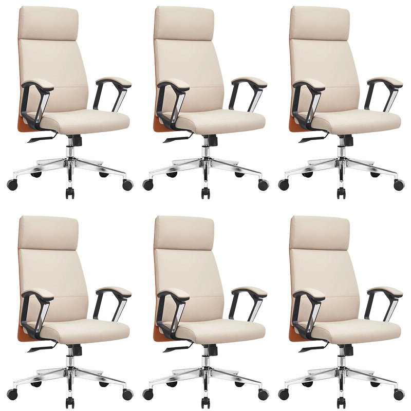 Silla de oficina de armas fija moderna Mecanismo de inclinación de cuero sin silla de escritorio angustiante