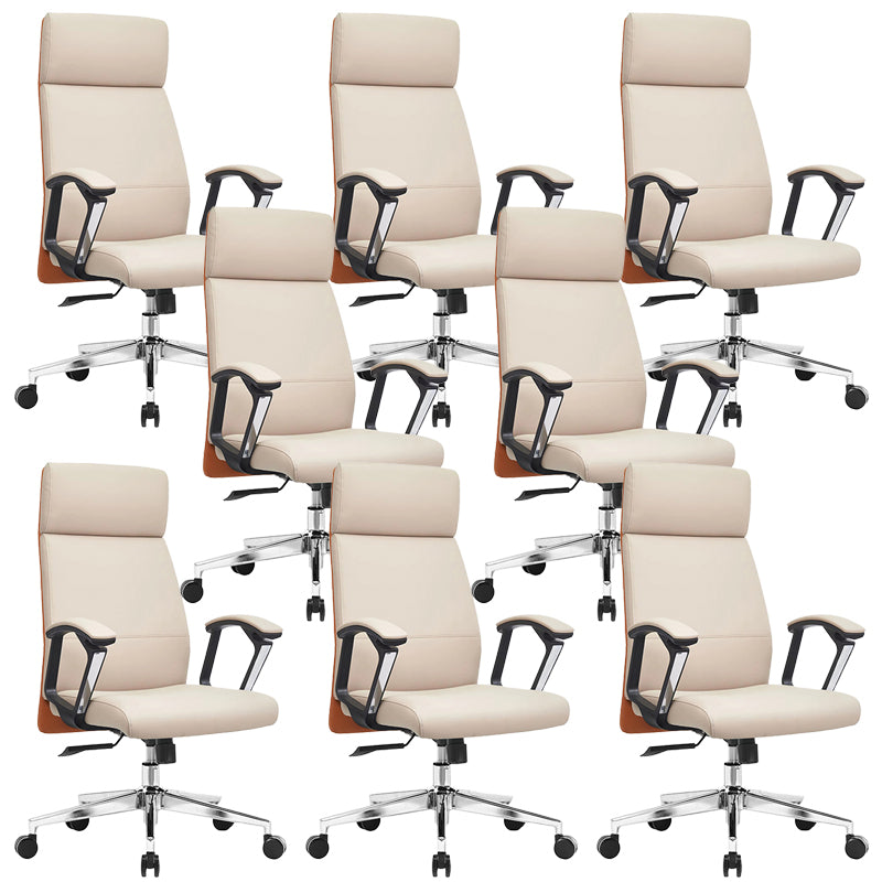 Silla de oficina de armas fija moderna Mecanismo de inclinación de cuero sin silla de escritorio angustiante