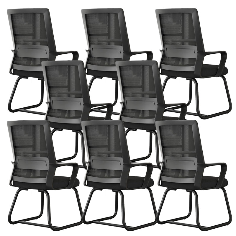 Silla de brazo ergonómico en la mitad de la espalda Armas fijas Silla de oficina en casa sin ruedas