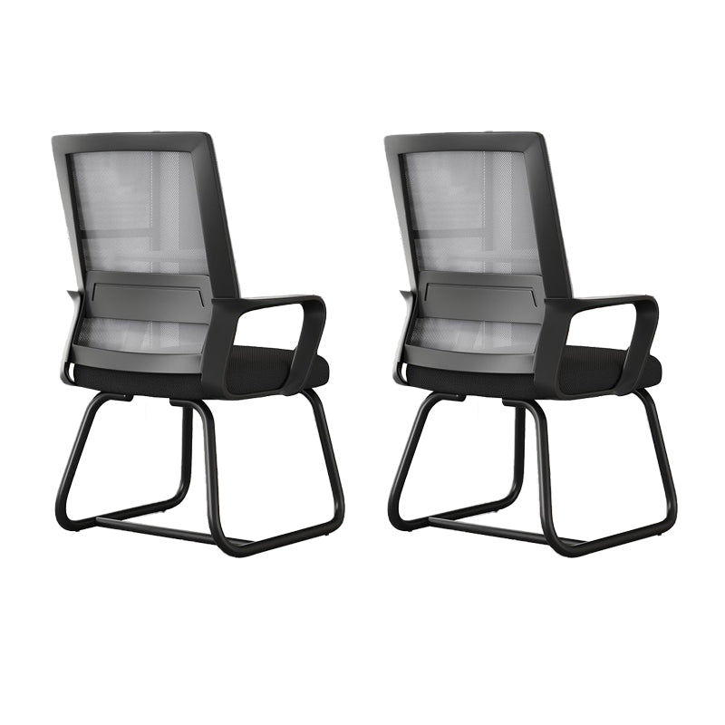 Silla de brazo ergonómico en la mitad de la espalda Armas fijas Silla de oficina en casa sin ruedas