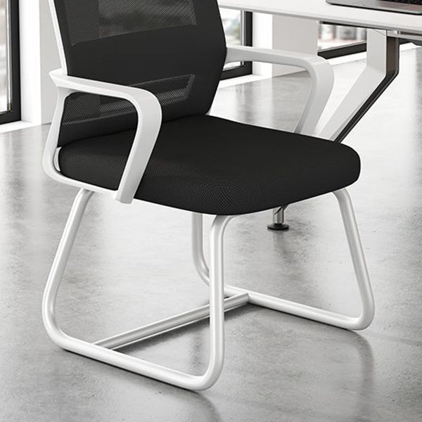 Silla de brazo ergonómico en la mitad de la espalda Armas fijas Silla de oficina en casa sin ruedas