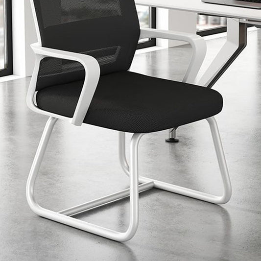 Silla de brazo ergonómico en la mitad de la espalda Armas fijas Silla de oficina en casa sin ruedas