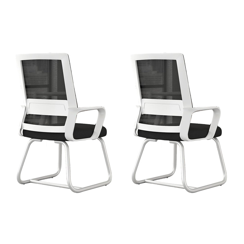 Silla de brazo ergonómico en la mitad de la espalda Armas fijas Silla de oficina en casa sin ruedas