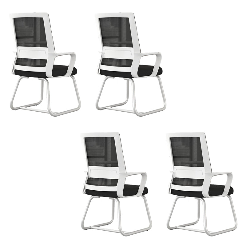 Silla de brazo ergonómico en la mitad de la espalda Armas fijas Silla de oficina en casa sin ruedas