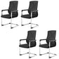 Modern Fixed Arms Office Chair No Distressing Ergonomic Desk Chair without Wheels Black 4 Piece Set Casters Not Included Clearhalo 'furn' 'furn_office_chair' 'Furniture' 'Office Chairs' 'Office Furniture' 'office_chair' 7202744