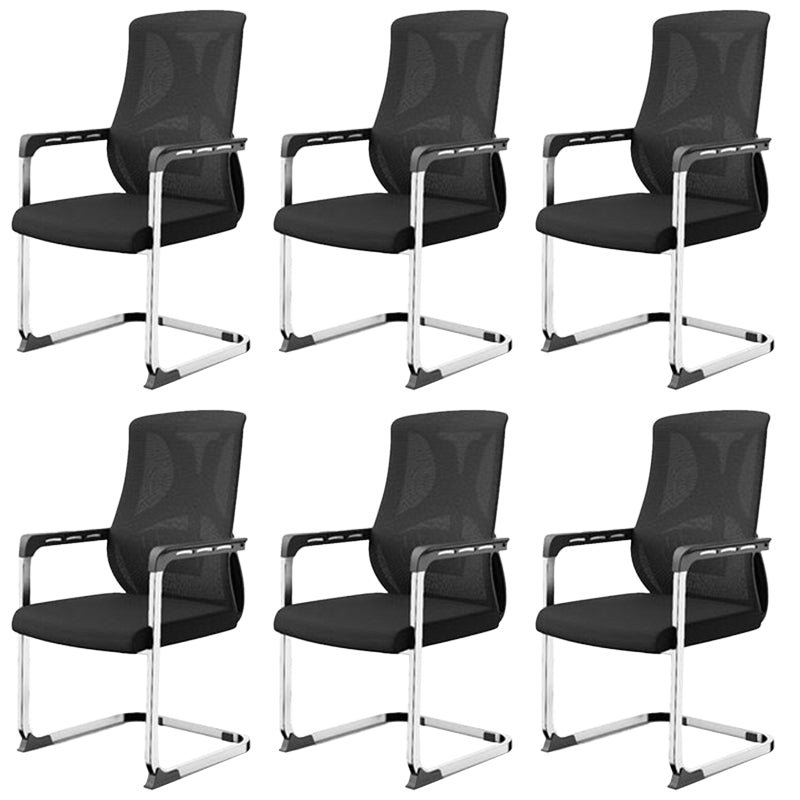 Modern Fixed Arms Office Chair No Distressing Ergonomic Desk Chair without Wheels Black 6 Piece Set Casters Not Included Clearhalo 'furn' 'furn_office_chair' 'Furniture' 'Office Chairs' 'Office Furniture' 'office_chair' 7202746