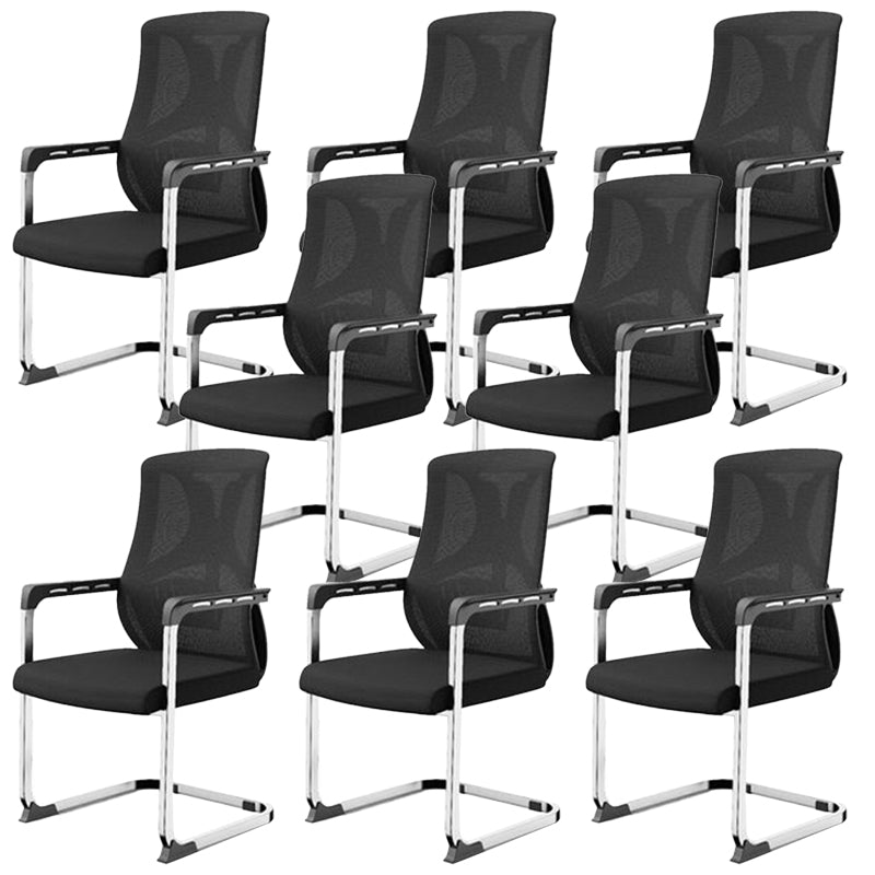 Modern Fixed Arms Office Chair No Distressing Ergonomic Desk Chair without Wheels Black 8 Piece Set Casters Not Included Clearhalo 'furn' 'furn_office_chair' 'Furniture' 'Office Chairs' 'Office Furniture' 'office_chair' 7202747