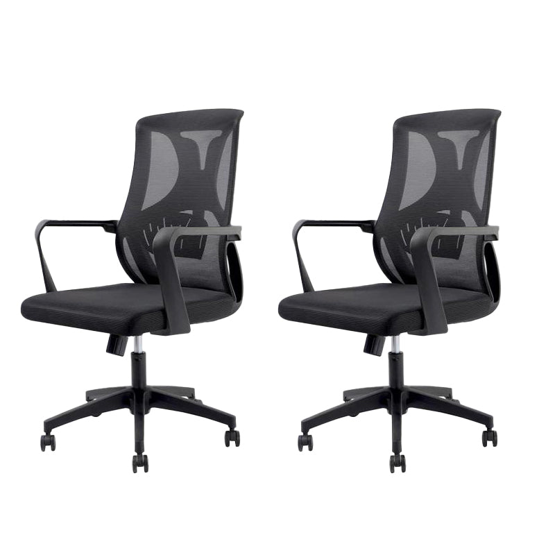 Modern Fixed Arms Office Chair No Distressing Ergonomic Desk Chair without Wheels Black 2 Piece Set Casters Included Clearhalo 'furn' 'furn_office_chair' 'Furniture' 'Office Chairs' 'Office Furniture' 'office_chair' 7202751