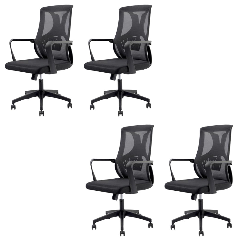 Modern Fixed Arms Office Chair No Distressing Ergonomic Desk Chair without Wheels Black 4 Piece Set Casters Included Clearhalo 'furn' 'furn_office_chair' 'Furniture' 'Office Chairs' 'Office Furniture' 'office_chair' 7202753