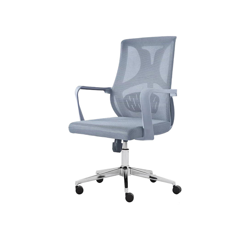 Modern Fixed Arms Office Chair No Distressing Ergonomic Desk Chair without Wheels Grey 1 Piece Casters Included Clearhalo 'furn' 'furn_office_chair' 'Furniture' 'Office Chairs' 'Office Furniture' 'office_chair' 7202757
