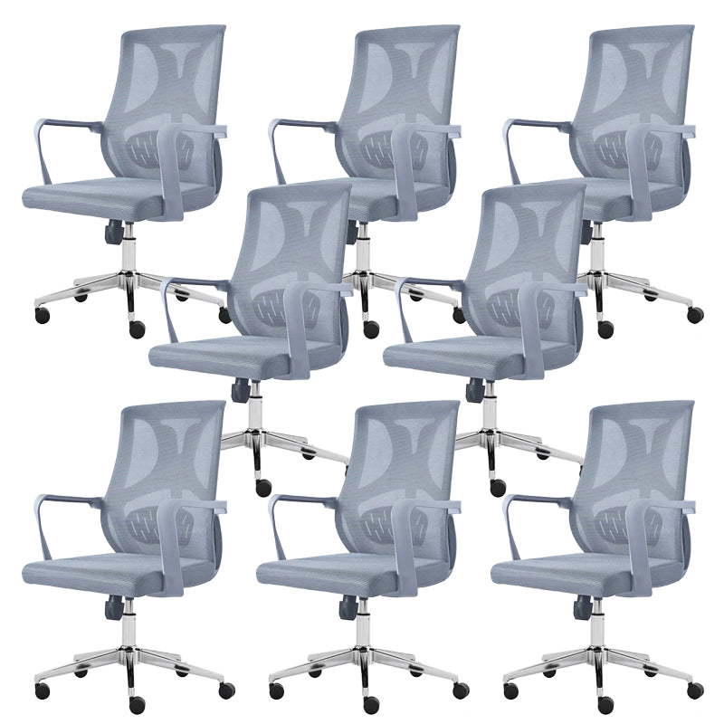 Modern Fixed Arms Office Chair No Distressing Ergonomic Desk Chair without Wheels Grey 8 Piece Set Casters Included Clearhalo 'furn' 'furn_office_chair' 'Furniture' 'Office Chairs' 'Office Furniture' 'office_chair' 7202761