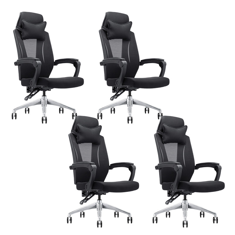 Modern Padded Arms Office Chair Tilt Mechanism Ergonomic Desk Chair with Wheels Black 4 Piece Set Without Footrest Clearhalo 'furn' 'furn_office_chair' 'Furniture' 'Office Chairs' 'Office Furniture' 'office_chair' 7202792