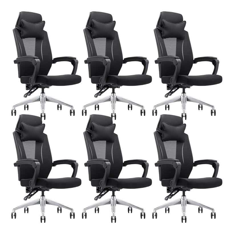 Modern Padded Arms Office Chair Tilt Mechanism Ergonomic Desk Chair with Wheels Black 6 Piece Set Without Footrest Clearhalo 'furn' 'furn_office_chair' 'Furniture' 'Office Chairs' 'Office Furniture' 'office_chair' 7202793