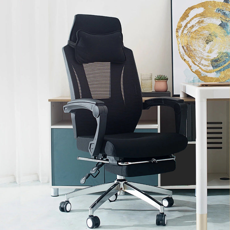 Modern Padded Arms Office Chair Tilt Mechanism Ergonomic Desk Chair with Wheels Black 1 Piece With Footrest Clearhalo 'furn' 'furn_office_chair' 'Furniture' 'Office Chairs' 'Office Furniture' 'office_chair' 7202794