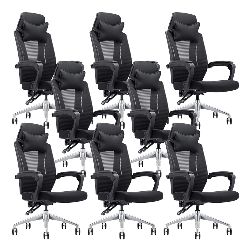 Modern Padded Arms Office Chair Tilt Mechanism Ergonomic Desk Chair with Wheels Black 8 Piece Set Without Footrest Clearhalo 'furn' 'furn_office_chair' 'Furniture' 'Office Chairs' 'Office Furniture' 'office_chair' 7202795