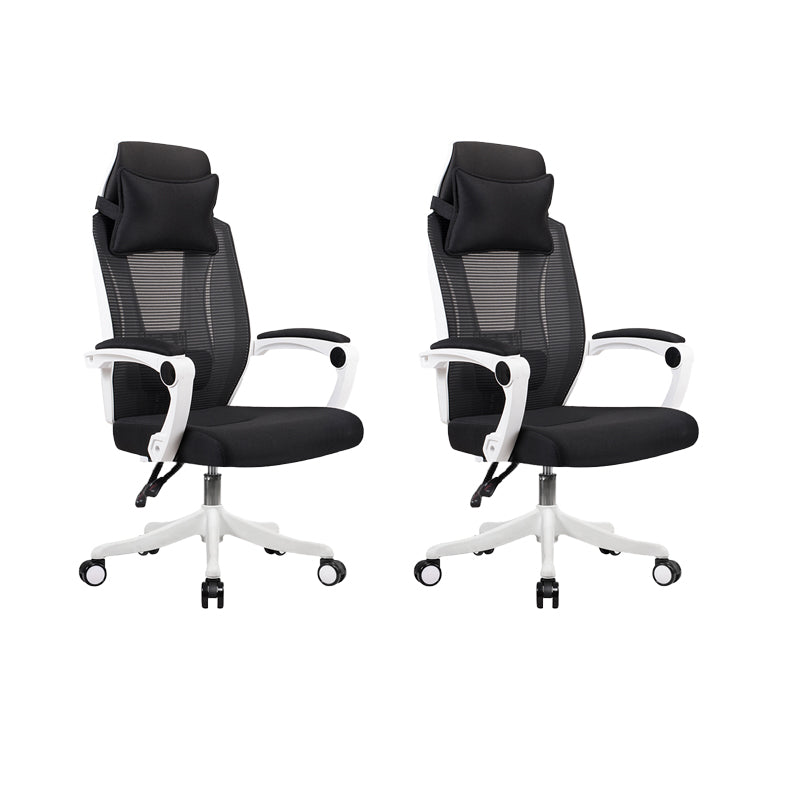 Modern Padded Arms Office Chair Tilt Mechanism Ergonomic Desk Chair with Wheels Black White 2 Piece Set Without Footrest Clearhalo 'furn' 'furn_office_chair' 'Furniture' 'Office Chairs' 'Office Furniture' 'office_chair' 7202799