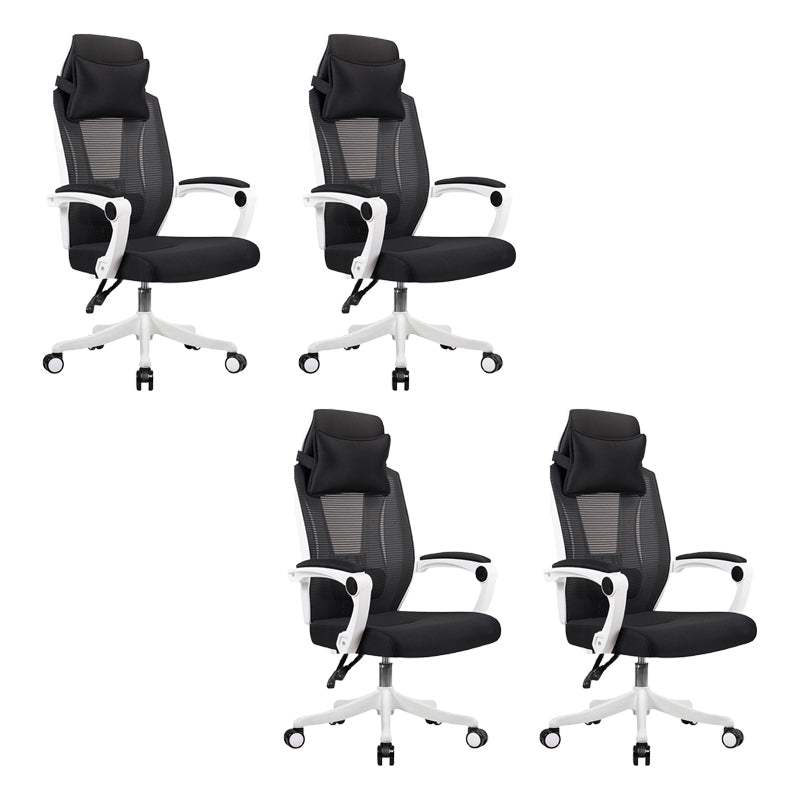 Modern Padded Arms Office Chair Tilt Mechanism Ergonomic Desk Chair with Wheels Black White 4 Piece Set Without Footrest Clearhalo 'furn' 'furn_office_chair' 'Furniture' 'Office Chairs' 'Office Furniture' 'office_chair' 7202801