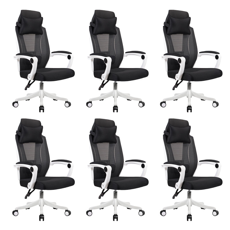Modern Padded Arms Office Chair Tilt Mechanism Ergonomic Desk Chair with Wheels Black White 6 Piece Set Without Footrest Clearhalo 'furn' 'furn_office_chair' 'Furniture' 'Office Chairs' 'Office Furniture' 'office_chair' 7202804