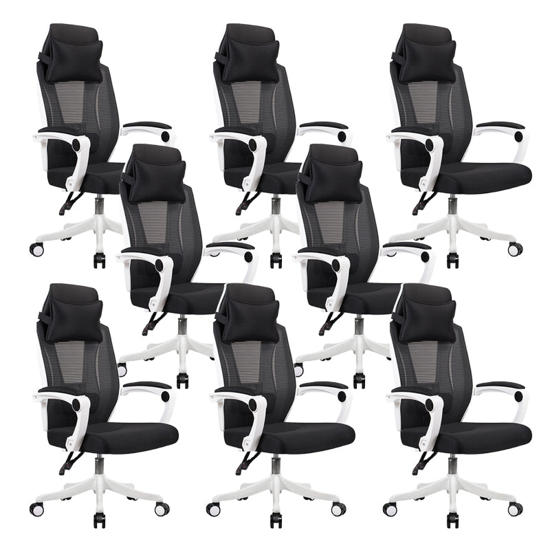 Modern Padded Arms Office Chair Tilt Mechanism Ergonomic Desk Chair with Wheels Black White 8 Piece Set Without Footrest Clearhalo 'furn' 'furn_office_chair' 'Furniture' 'Office Chairs' 'Office Furniture' 'office_chair' 7202805