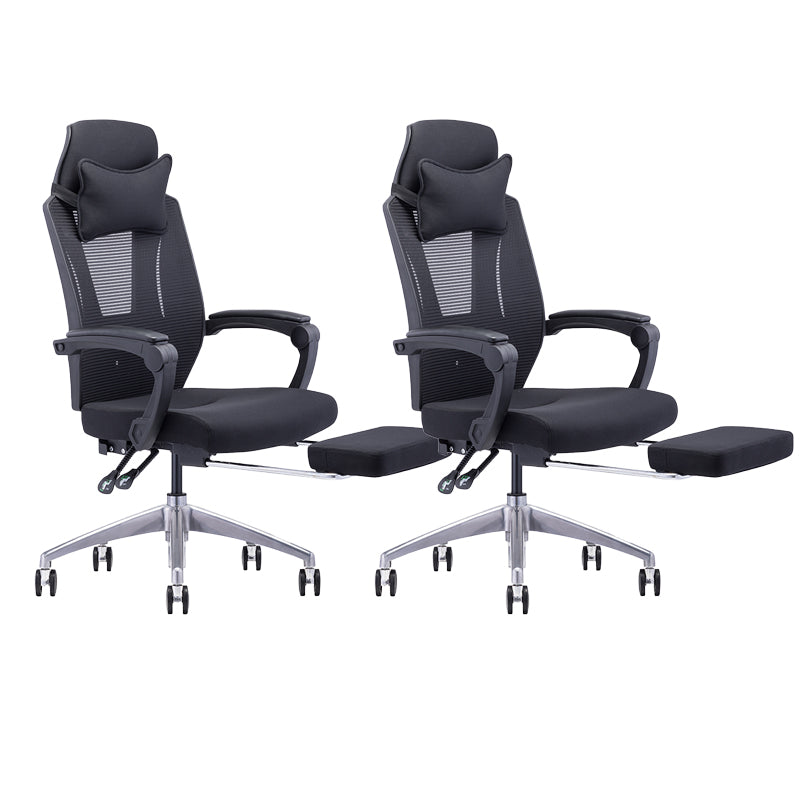 Modern Padded Arms Office Chair Tilt Mechanism Ergonomic Desk Chair with Wheels Black 2 Piece Set With Footrest Clearhalo 'furn' 'furn_office_chair' 'Furniture' 'Office Chairs' 'Office Furniture' 'office_chair' 7202807