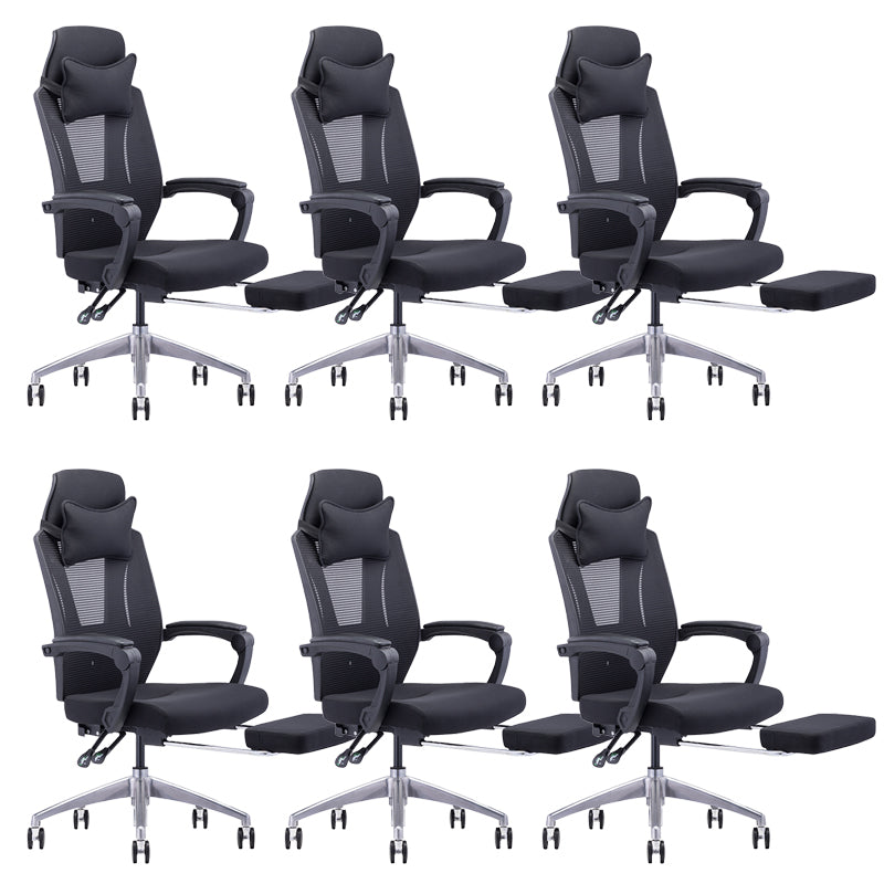 Modern Padded Arms Office Chair Tilt Mechanism Ergonomic Desk Chair with Wheels Black 6 Piece Set With Footrest Clearhalo 'furn' 'furn_office_chair' 'Furniture' 'Office Chairs' 'Office Furniture' 'office_chair' 7202809