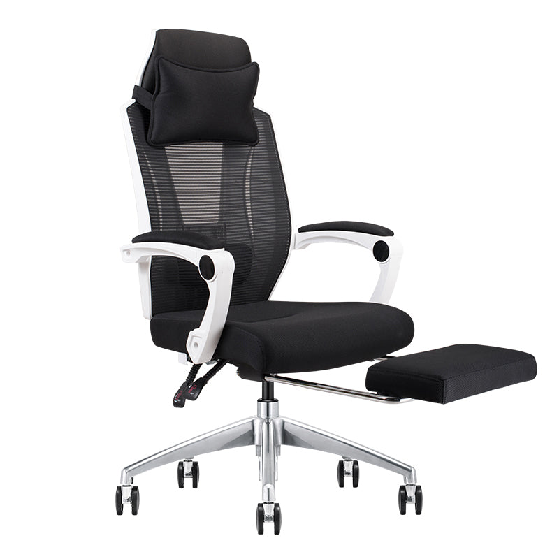 Modern Padded Arms Office Chair Tilt Mechanism Ergonomic Desk Chair with Wheels Black White 1 Piece With Footrest Clearhalo 'furn' 'furn_office_chair' 'Furniture' 'Office Chairs' 'Office Furniture' 'office_chair' 7202811