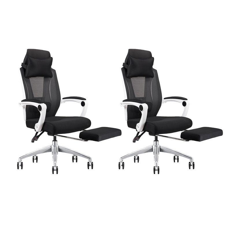 Modern Padded Arms Office Chair Tilt Mechanism Ergonomic Desk Chair with Wheels Black White 2 Piece Set With Footrest Clearhalo 'furn' 'furn_office_chair' 'Furniture' 'Office Chairs' 'Office Furniture' 'office_chair' 7202812