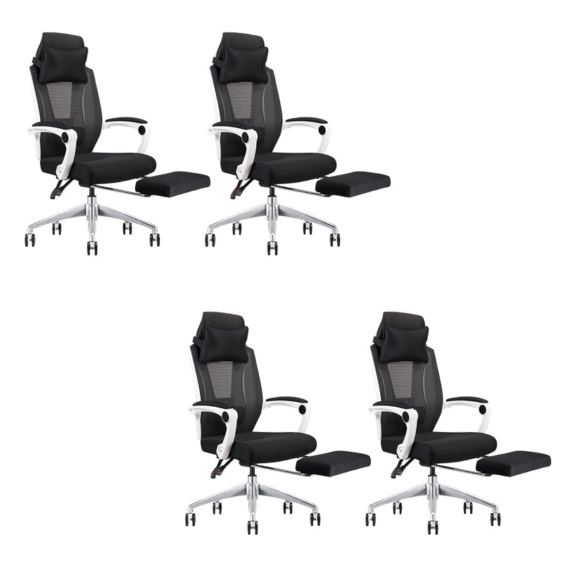 Modern Padded Arms Office Chair Tilt Mechanism Ergonomic Desk Chair with Wheels Black White 4 Piece Set With Footrest Clearhalo 'furn' 'furn_office_chair' 'Furniture' 'Office Chairs' 'Office Furniture' 'office_chair' 7202813