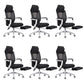 Modern Padded Arms Office Chair Tilt Mechanism Ergonomic Desk Chair with Wheels Black White 6 Piece Set With Footrest Clearhalo 'furn' 'furn_office_chair' 'Furniture' 'Office Chairs' 'Office Furniture' 'office_chair' 7202814