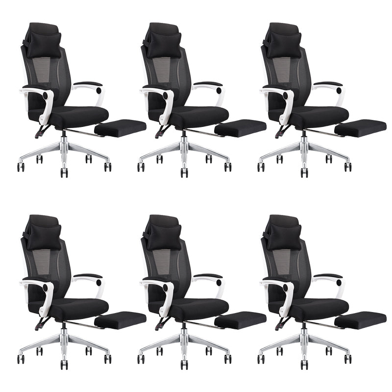 Modern Padded Arms Office Chair Tilt Mechanism Ergonomic Desk Chair with Wheels Black White 6 Piece Set With Footrest Clearhalo 'furn' 'furn_office_chair' 'Furniture' 'Office Chairs' 'Office Furniture' 'office_chair' 7202814